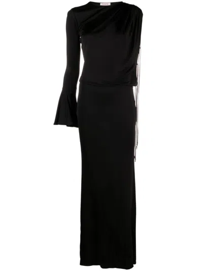 V:pm Atelier Rue Single-sleeve Maxi Dress In Black