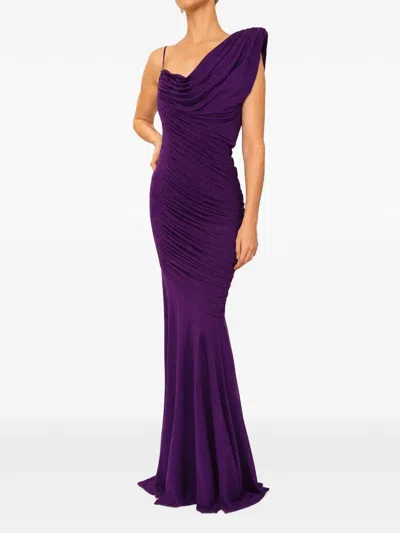 V:pm Atelier Sade Draped Ruched Dress In Purple