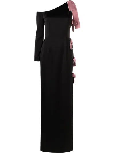 V:pm Atelier Sadie Bow-embellished Gown In Black