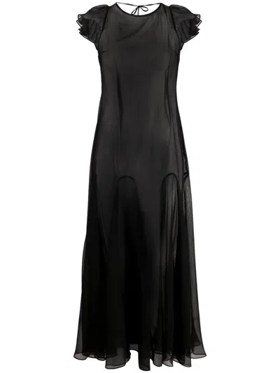 V:pm Atelier Short-sleeve Semi-sheer Dress In Black