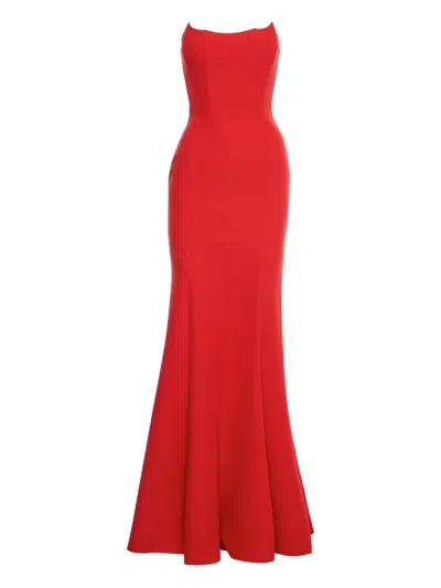 V:pm Atelier Strapless Fishtail Dress In Red