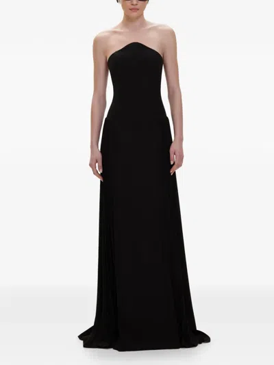 V:pm Atelier Strapless Pleated Dress In Black