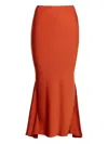 V:pm Atelier Terra Satin Fishtail Midi Skirt In Orange