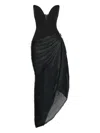 V:pm Atelier Tess Sweetheart-neckline Pleated Maxi Dress In Black