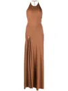 V:pm Atelier Tori Halterneck Gown In Brown