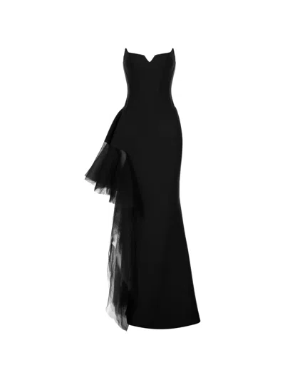 V:pm Atelier Tulip Ruffled Maxi Dress In Black