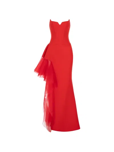 V:pm Atelier Tulip Ruffled Maxi Dress In Red