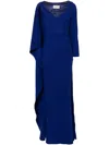 V:pm Atelier Vinette Cape-insert Gown In Blue