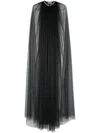 V:pm Atelier Wanda Rhinestoned Tulle Cape In Black