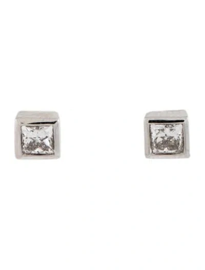 Pre-owned Vrai 14k Lab-grown Diamond Bezel Solitaire Stud Earrings In Multicolor