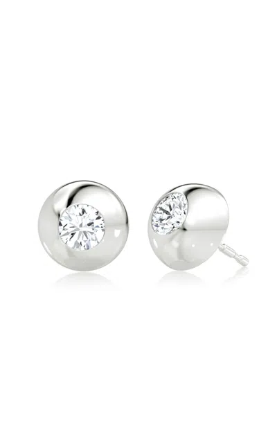 Vrai 14k Yellow Gold Diamond Stud Earrings In Silver