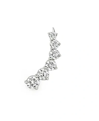 Vrai 6 Lab-grown Diamond Ear Climber Earring In 14k White Gold, 1.70ctw Round Brilliant Lab Grown Diamond In White - Left