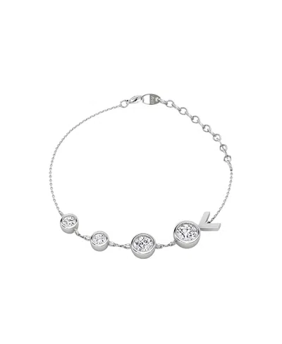 Vrai Arrow Station Bracelet In 14k White Gold, 0.85ctw Round Brilliant Lab Grown Diamonds In Gray