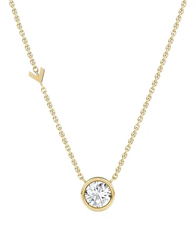 Vrai Arrow Station Necklace In 14k Gold, 0.75ctw Round Brilliant Lab Grown Diamond In Nude