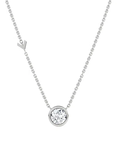 Vrai Arrow Station Necklace In 14k Gold, 0.75ctw Round Brilliant Lab Grown Diamond In Metallic