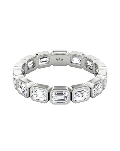 Vrai Bezel Eternity Band In Platinum, 2.4ctw Emerald Lab Created Diamonds In Metallic