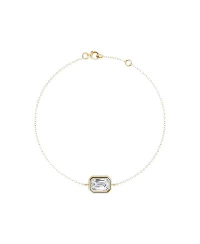 Vrai Bezel Solitaire Bracelet In 14k Gold, 0.5ctw Emerald Lab Grown Diamond 7" In Metallic
