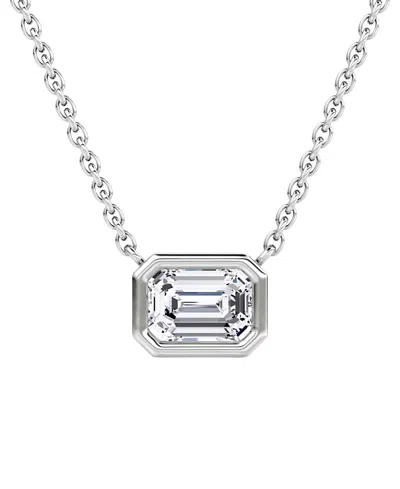 Vrai Bezel Solitaire Necklace In 14k Gold, 0.75ctw Emerald Lab Grown Diamond In Metallic