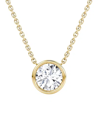 Vrai Bezel Solitaire Necklace In 14k Gold, 1.0ctw Round Brilliant Lab Grown Diamond