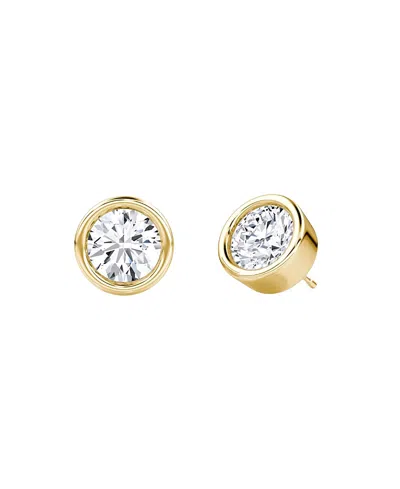 Vrai Bezel Solitaire Stud In 14k Yellow Gold, 2.0ctw Round Brilliant Lab Grown Diamond In Multi