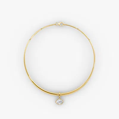 Vrai Arc Necklace In 14k White Gold, 2.0ctw Pear Created Diamonds In K Yellow Gold