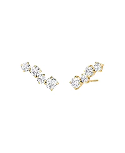 Vrai Cosmos Studs In 14k Yellow Gold, 1.22ctw Round Brilliant Lab Grown Diamond In Purple