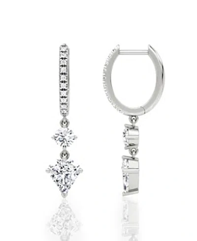 Vrai Duo Drop Pave Huggie Earrings In 14k Gold/white Gold, 2.0ctw Shield Lab Grown Diamonds