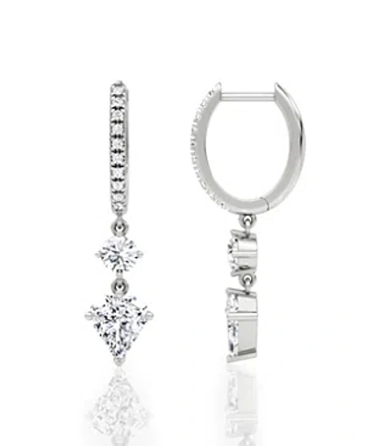 Vrai Duo Drop Pave Huggie Earrings In 14k Gold/white Gold, 2.0ctw Shield Lab Grown Diamonds In K White Gold