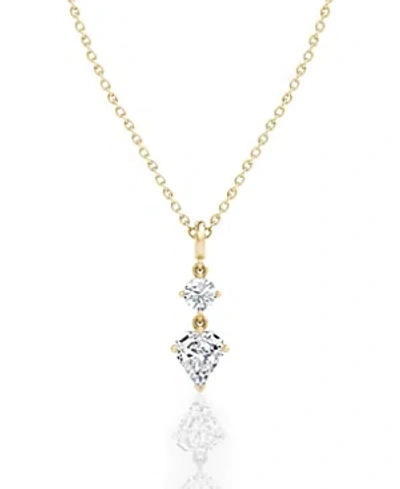 Vrai Duo Drop Pendant In 14k White Gold/gold, 1.0ctw Round Brilliant & Shield Lab Grown Diamonds, 18-20 In 14k Gold
