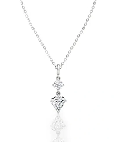 Vrai Duo Drop Pendant In 14k White Gold/gold, 1.0ctw Round Brilliant & Shield Lab Grown Diamonds, 18-20 In Metallic