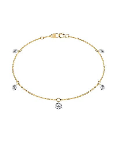 Vrai Floating 5 Station Bracelet In 14k Gold, 1.25ctw Round Brilliant Lab Grown Diamonds, 7 In Transparent
