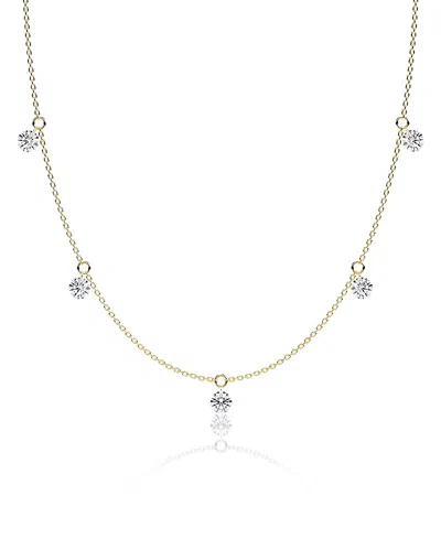Vrai Floating 5 Station Necklace, 1.25ctw Round Brilliant Lab Created Diamonds, 18 In Gold