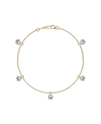 Vrai Floating Station Bracelet In 14k White Gold, 2.5ctw Brilliant Round Lab Grown Diamonds In K Yellow Gold
