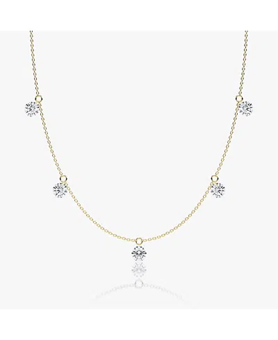Vrai Floating Station Necklace In 14k Yellow Gold, 2.5ctw Brilliant Round Lab Grown Diamonds In K White Gold