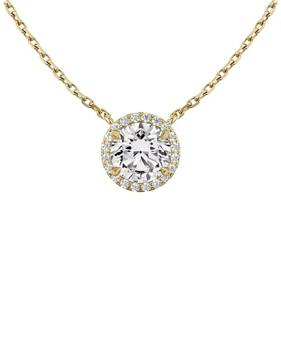 Vrai Halo Necklace In 14k Yellow Gold, 1.0ctw Round Brilliant Lab Grown Diamond