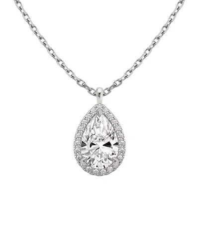 Vrai Halo Pendant In 14k White Gold, 0.75ctw Pear Lab Grown Diamond In Metallic