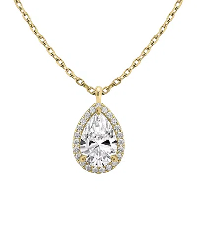 Vrai Halo Pendant In 14k Yellow Gold, 0.75ctw Pear Lab Grown Diamond In Burgundy