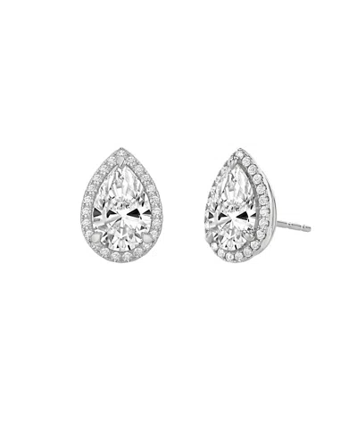 Vrai Halo Stud Earrings In 14k Gold, 1.5ctw Pear Lab Grown Diamond In Metallic