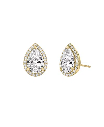 Vrai Halo Stud In 14k Gold, 1.5ctw Pear Lab Grown Diamond In Gray