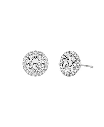 Vrai Halo Stud In 14k Gold, 2.0ctw Round Brilliant Lab Grown Diamond In Metallic