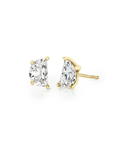 Vrai Iconic Lab-grown Diamond Stud Earrings In 14k White Gold/gold, 1.5ctw Half Moon Lab Grown Diamonds