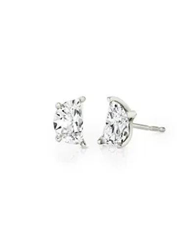 Vrai Iconic Lab-grown Diamond Stud Earrings In 14k White Gold/gold, 1.5ctw Half Moon Lab Grown Diamonds