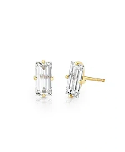 Vrai Lab Grown Diamond Baguette Iconic Stud Earrings In 14k White Gold And Gold, 1.5 Ct. T.w.