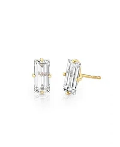 Vrai Iconic Lab-grown Diamond Stud Earrings In 14k White Gold, 1.5ctw Baguette Lab Grown Diamonds In K Yellow Gold