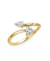 Vrai Lab-grown Diamond Bypass Cuff Ring In 14k Yellow Gold, .32ctw Pear & Trillion Lab Grown Diamonds In 14k Gold