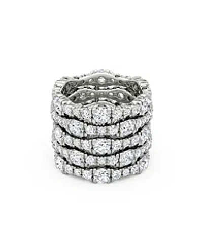 Vrai Lab Grown Diamond Round Brilliant 5 Row Pave Ring In 14k White Gold, 7.80 Ct. T.w. In Metallic