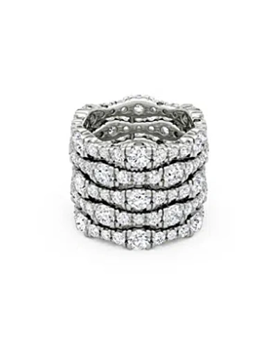 Vrai Lab Grown Diamond Round Brilliant 5 Row Pave Ring In 14k White Gold, 7.80 Ct. T. W. In White