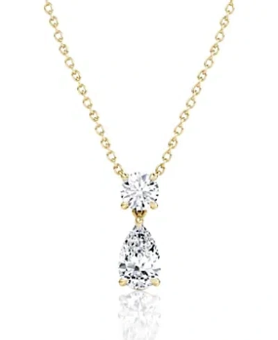 Vrai Lab Grown Diamond Round Brilliant & Pear Signature Duo Drop Necklace In 14k Gold And White Gold, 1.5