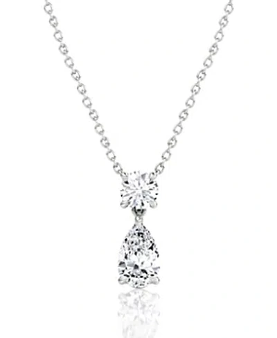 Vrai Lab Grown Diamond Round Brilliant & Pear Signature Duo Drop Necklace In 14k Gold And White Gold, 1.5