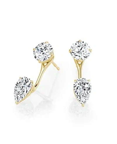 Vrai Lab Grown Diamond Round Brilliant & Pear Solitaire Stud & Ear Jacket Earrings In 14k White Gold And